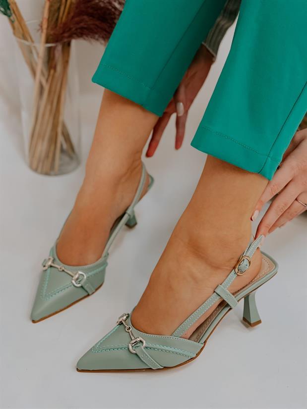 Escarpin vert Eau avec boucle