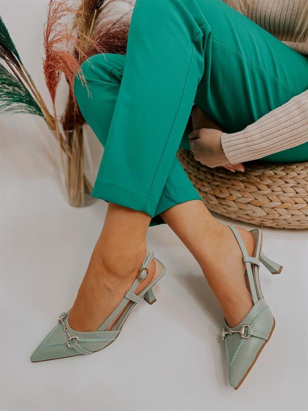Escarpin vert Eau avec boucle